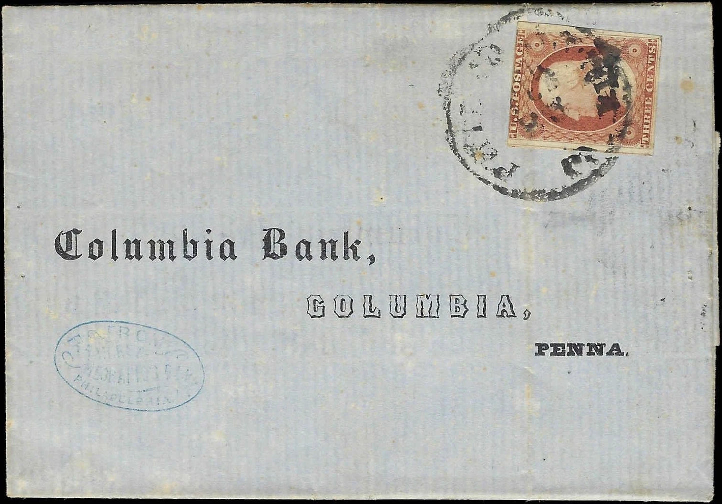 c1857 - Scott 11 On Cover with Nice Margins!