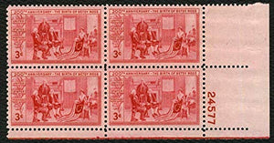 1952 Betsy Ross Plate Block of 4 4c Postage Stamps - Sc# 1004 - MNH,OG