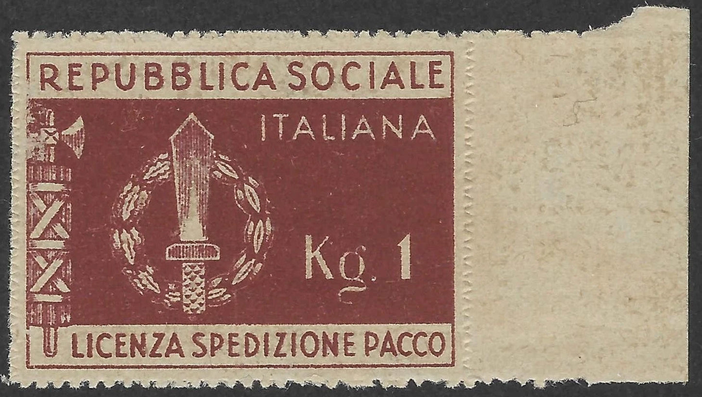 Italy RSI 1944 Parcel License Kg 1 – Sassone Listed – Mint No Gum