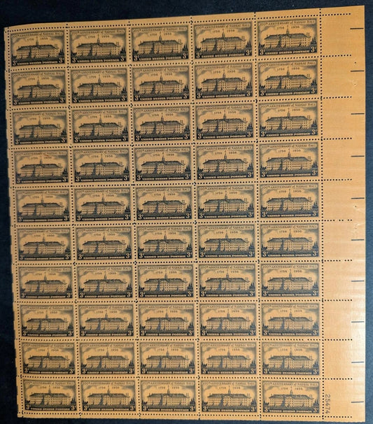 1956 USA 3c Nassau Hall Sheet -Scott 1083 -MNH, Undisturbed OG - No Sig Flaws