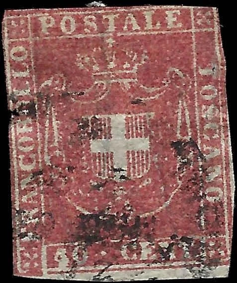 1860 Tuscany, Italy 40c - Scott 21 - Used - Cat= $350!