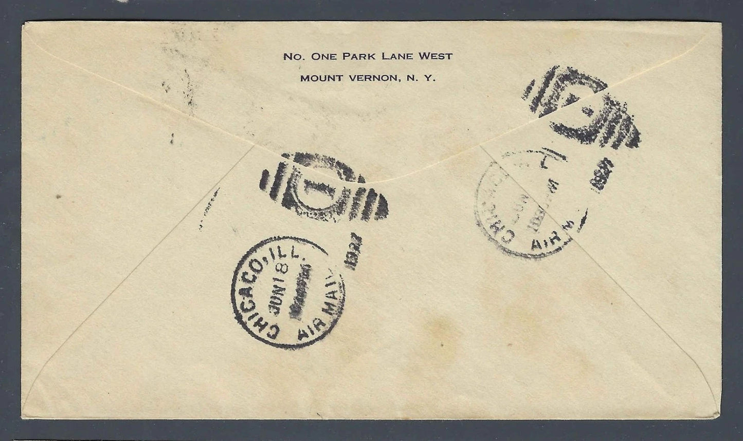 1927 Airmail Cover Addressed to Col Charles A. Lindbergh St. Louis 10c Map Stamp