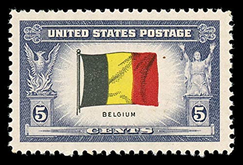 1943 WWII Overrun Country Belgium Single 5c Postage Stamp, Scott 914, MNH, OG