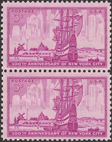 1953 300th Anniv. of New York City Block of 2 3c Postage Stamps -Scott1027- MNH,OG