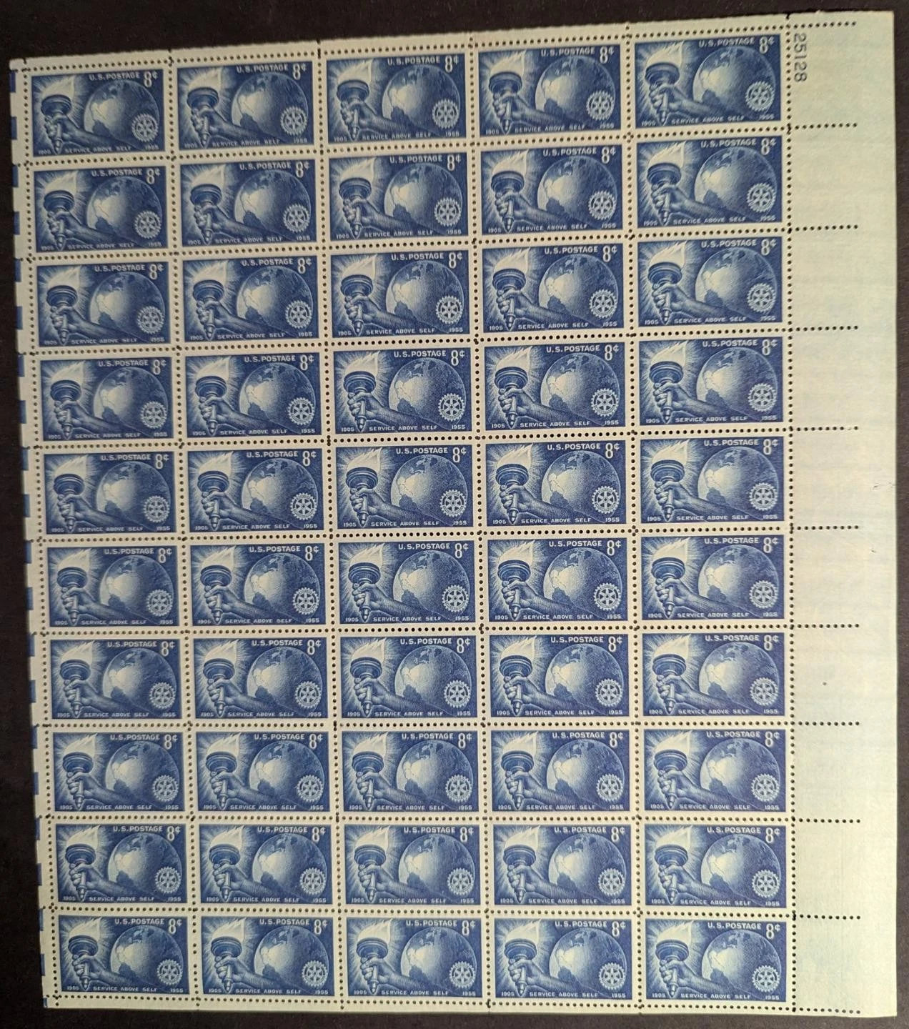 1955 USA 3c Rotary Club Sheet -Scott 1066 -MNH, Undisturbed OG - No Sig Flaws