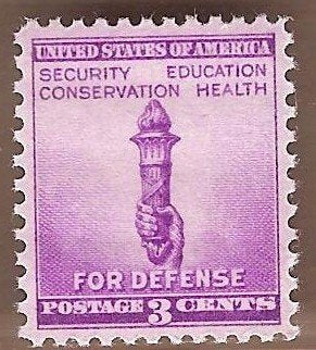 1940 WW2 For Defense - Single 3c Postage Stamp, Scott 901, MNH, OG