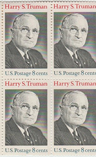 1973 Harry Truman Block of 4 8c Postage Stamps, Scott 1499, MNH, OG
