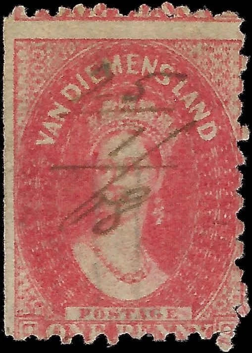 c1864 - Tasmania Scott 23 (Perf 10) 1c - Solid Edge Example