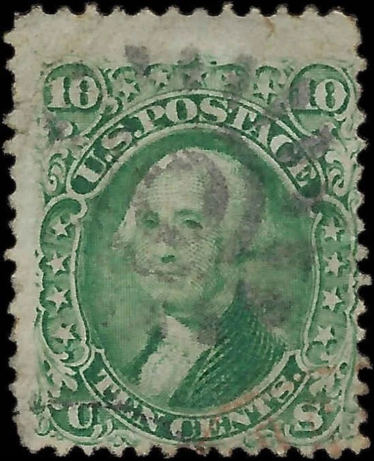 1861 USA - Scott 68 - 10c - Light Fancy Cancel - Lower Left Corner Thin