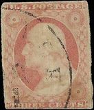 c1851 3c Washington Stamp - Sc# 10a(?) - Used - Type II