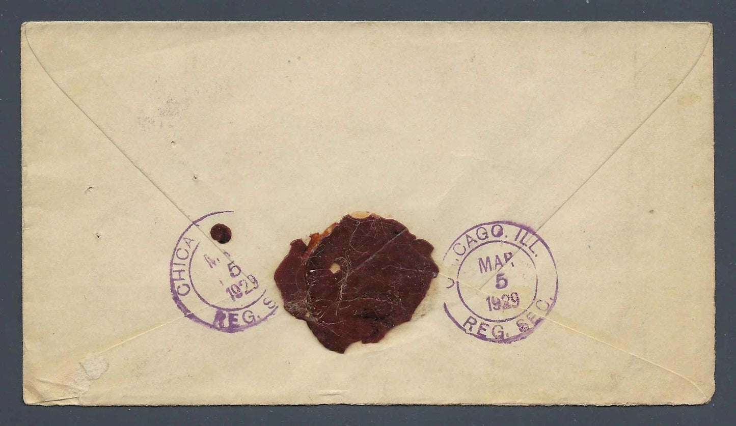 1929 Dominican Republic Registered Cover Bookstore San Pedro Macoris Chicago