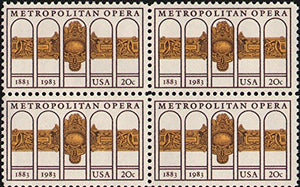 1983 Metropolitan Opera "The Met" Block of 4 Postage Stamps, Sc#2054, MNH, OG