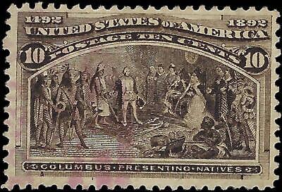 VEGAS - 1893 Columbian 10c - Scott 237 Used - Well Centered and Light Red Cancel