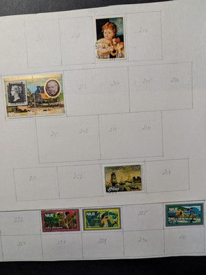 Niue Collection on Home Made Pages - Most MH - Some Used - 8 Photos