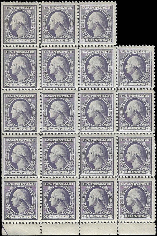1918 USA Scott 530 3c Washington Block of 19 - MNH - READ