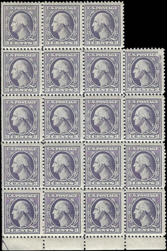 1918 USA Scott 530 3c Washington Block of 19 - MNH - READ