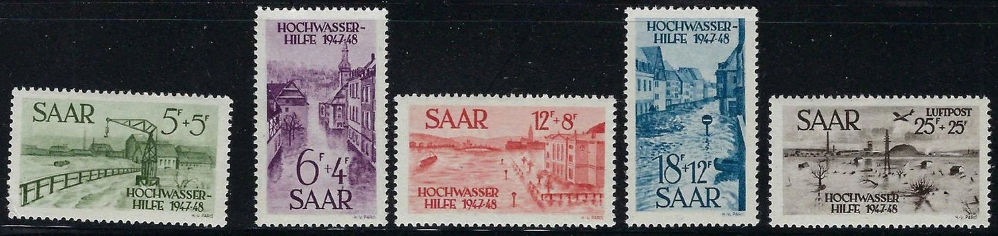 1948 Saar Semi Postal Sc# B61-B64, CB1 - MNH, B61 Edge Thin - Rest Undisturbed!