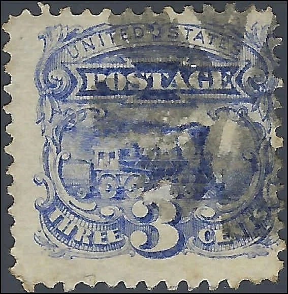 1869 USA - Scott 114 - 3c - Fancy Cancel - Solid - No Thins