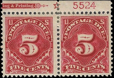c1895 - Postage Due Scott J48 MH, OG Imprint Pair