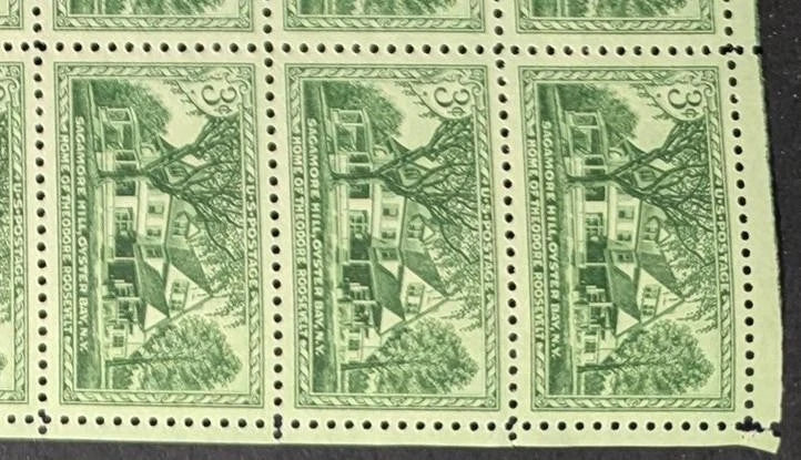 1953 USA Sagamore Hill 3c Sheet -Scott 1023 -MNH, Undisturbed OG - Corner Flaw