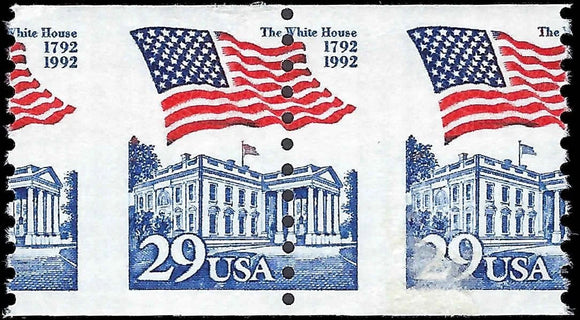 c1992 - Scott #2609 29c - Strongly Misperfed Coil = MH, OG