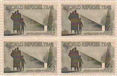 1960 World Refugee Year Block of 4 4c Postage Stamps, Scott 1149, MNH, OG
