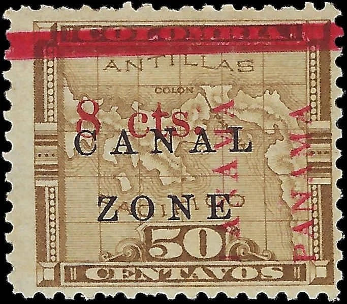 1905 USA Panama Canal Zone - Scott 18 - Misregistered Overprint - MH - READ