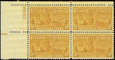 c1944 - Sc# E18 Special Delivery Plate Block of 4 - MNH, OG - VF+ As shown