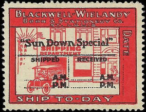 VEGAS - Vintage Blackwell-Wielandy Co, St. Louis Shipping Cinderella Stamp