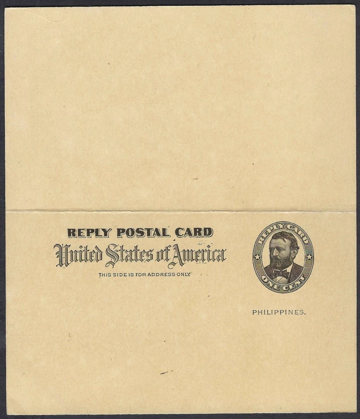 1903 Philippines/USA Scott UY2 1c Grant Postal Card w/ Paid Reply – Mint Intact