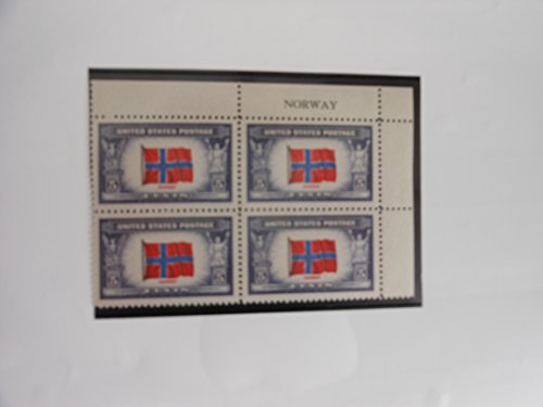1943 WWII Overrun Country, Norway, Plate Blk 0f 4 5c Stamps, Sc#911, MNH, OG