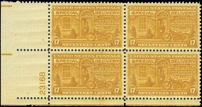 c1944 - Sc# E18 Special Delivery Plate Block of 4 - MNH, OG - VF+ As shown (#3)