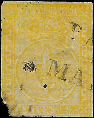 VEGAS - 1854-55 Parma Italy 5c Stamp - Sc# 6 - Used