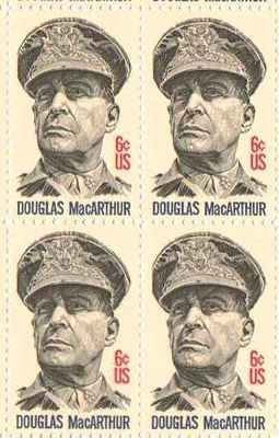 1971 Gen. Douglas MacArthur Block of 4 6c Postage Stamps, Scott1424, MNH, OG