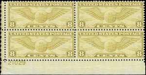 1931 USA Scott C17 Winged Globe Airmail Plate Block - MH