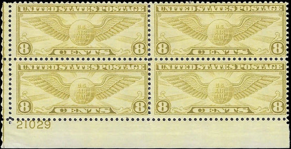 1931 USA Scott C17 Winged Globe Airmail Plate Block - MH