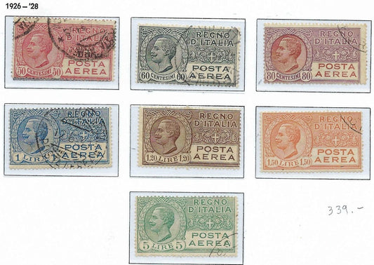 1926-28 Italy Air Post -Scott C3-C9 - Used But C7 is MH, OG -Nice! -Cat= $317!
