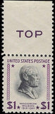c1938 - #832 Wilson $1 with "Top" Margin - MNH, OG