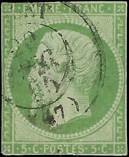 1854 France 5c - Scott 13 - Used - Well Centered - Solid