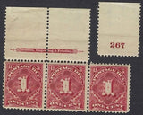 c1895 - Postage Due Scott J38 MNH, OG Imprint Strip of 3 - READ