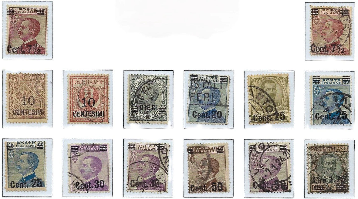 1923-25 Italy - Sc# 147-158 - Used Full Overprint Set!