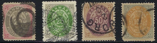 1875 Denmark Lot - Scott 31-34 - Used - As Shown - Some with Minor Flaws