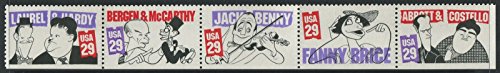 1991 Comedians Strip of Five 29c Postage Stamps, Scott2562-2566, MNH, OG
