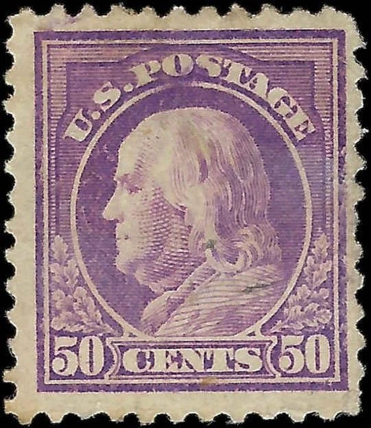 1917 USA - Scott 517 - 50c - Used - Very Light Cancel - Perf Flaw