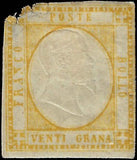 1861 Two Sicilies, Italy 20g Stamp - Sc# 26 - Corner Flaw - Cat-$425!