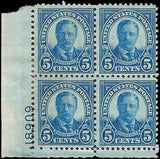 c1927 - Scott 637 President T Roosevelt Plate Block of 4 - MH OG