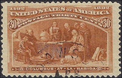 c1893 - Scott 239 30c Columbian Stamp Used - Light Cancel - Nice Centering!