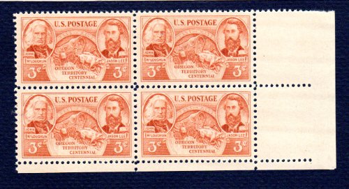1948 Oregon Terrority Block of 4 3c Postage Stamps, Scott 964, MNH, OG