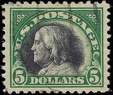 VEGAS - 1918 Franklin $5 - Scott 524 Used - Light Cancel - Nice Centering VF-XF!