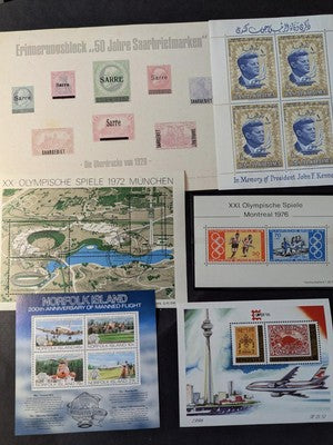Box of Misc International Stamps, Souvenir Sheets & More - 86 Photos